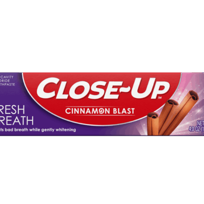 Church & Dwight Close Up Freshening Gel Toothpaste 4 oz. , Cinnamon Blast 4 / 6 cs — Representative photo of the same brand and product type. Pictured size, scent, formulation, packaging and quantity may differ. Refer to this listing and the supplied product label for specifications and use instructions.
