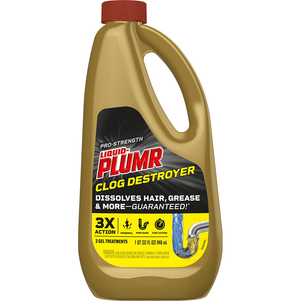 Clorox Liquid-Plumr Pro-Strength Full Clog Destroyer PipeGuard 80 oz, 2.5 Qt — Representative photo of the same brand and product type. Pictured size, model, scent, formulation, color, packaging and quantity may differ. Refer to this listing and the supplied product label for specifications and use instructions.