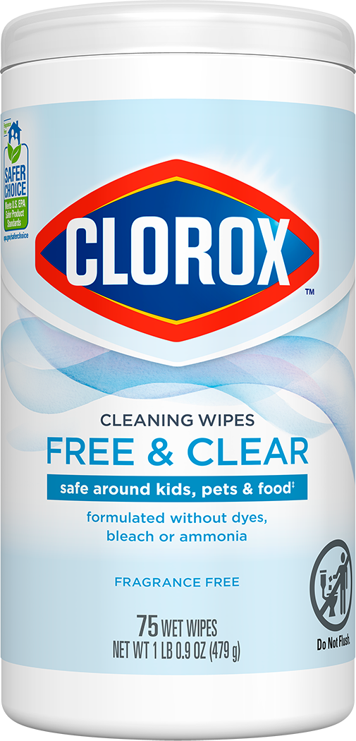Clorox Compostable Cleaning Wipes Free and Clear 75 ct 6 / cs — Representative photo of the same brand and product type. Pictured size, model, scent, formulation, color, packaging and quantity may differ. Refer to this listing and the supplied product label for specifications and use instructions.