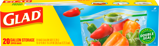 Clorox Glad Zipper Food Storage Bag Sandwich Size 12 / 50 cs — Representative photo of the same brand and product type. Pictured size, model, scent, formulation, color, packaging and quantity may differ. Refer to this listing and the supplied product label for specifications and use instructions.