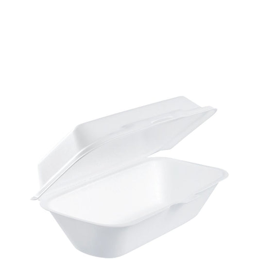 Dart 99HT1R - 9 x 5 in XPS Foam Hoagie/All Purpose Container with Removable Lid - White; manufacturer catalog photo.