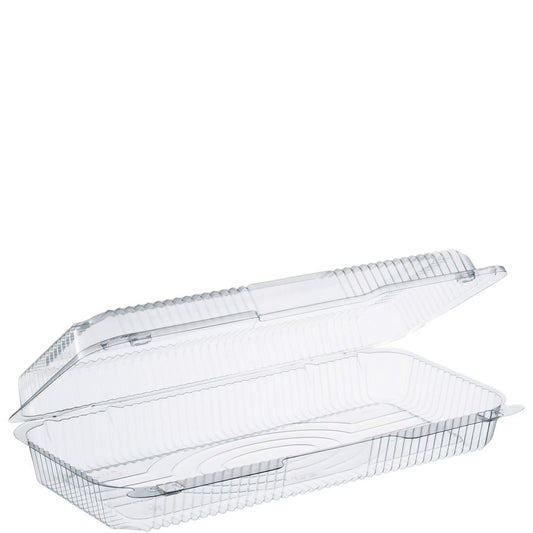 Dart PET90UT1 - 13 x 7 in PET Plastic Hinged Lid Strudel Container - Clear; manufacturer catalog photo.