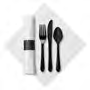 Hoffmaster White Napkin And Black Cutlery Mystic CaterWrap 17" x 17" 4 / 50 cs — supplier reference photo; packaging or variant may differ