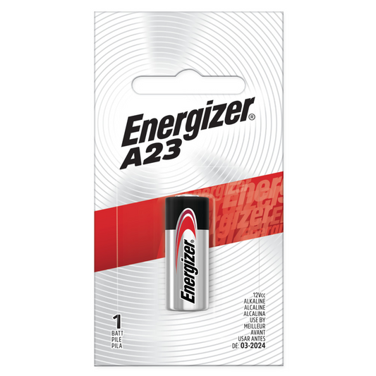 Reference image: representative Energizer A23 miniature alkaline battery; size, packaging and specifications may differ. See product title and listed details.