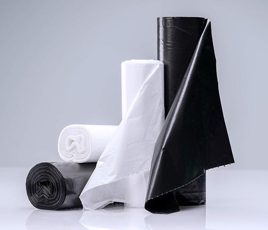 IBS 33x39 X-Heavy .70mil White Can Liner 6 / 25 cs. Official Inteplast LLDPE family photo showing white and black variants. Only the white liner, size, gauge and quantity specified in this listing are supplied. This is not an assorted-color pack.
