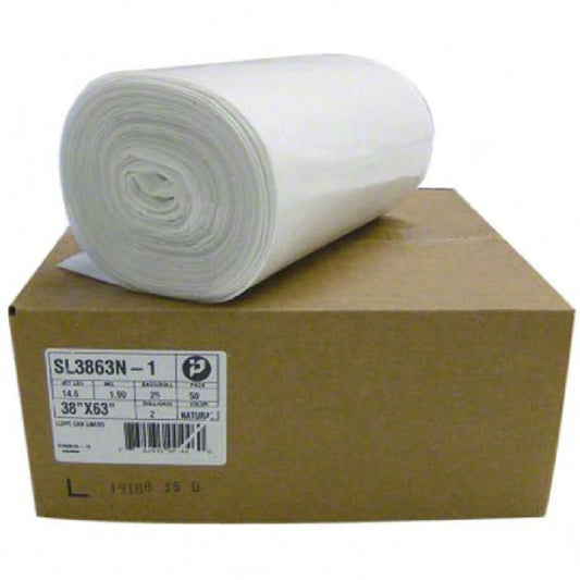 IBS 24x33 .35mil Natural Low Density Can Liner 20 / 50 cs. Distributor photo of Inteplast SL3863N-1 natural LLDPE coreless liner. This is a representative family photo. Size, gauge and selling quantity differ by listing; only the specifications and quantity named in this listing are supplied. Pictured package labeling is for SL3863N-1.