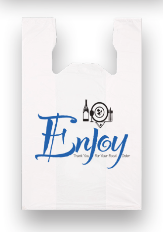 IBS LDPE T-Shirt Bag 13" x 10" x 22" Stock Print "Enjoy" 1000 / cs. Manufacturer photo of Inteplast/Pitt 100842 Enjoy T-shirt bag. Printing layout and packaging may vary.