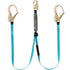 LANYARD, BLUE, TWIN LEG, 12', ONE FORGED STEEL SNAP HOOK, NON SWIVEL ON 1 END, 2 REBAR HOOKS