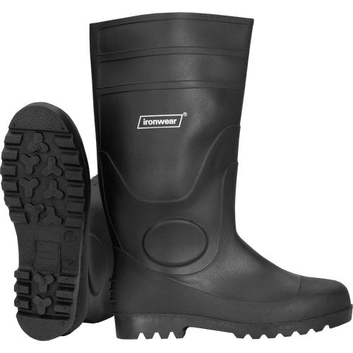16 INCH PVC BOOT PLAIN TOE TREADED SOLE BLACK SZ5