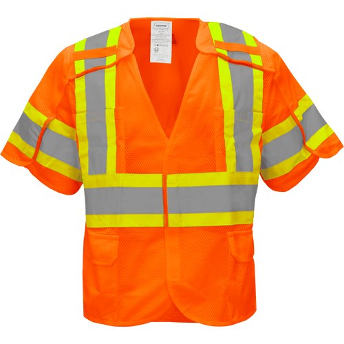 VEST ORANGE BREAKAWAY RADIO CLIP CLASS 3 ANSI XL