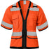 ORANGE MESH, WOMENS FIT, SHORT SLEEVE, SAFETY VEST, 12 POCKETS, CLEAR ID HOLDER, X BACK PATTERN