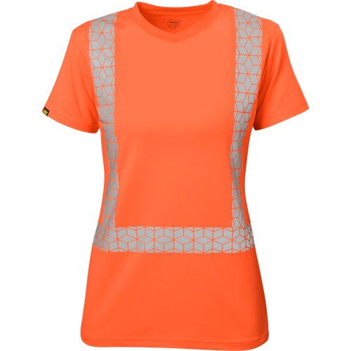 WOMENS ORANGE SHORT SLEEVE V-NECK TAPE MD