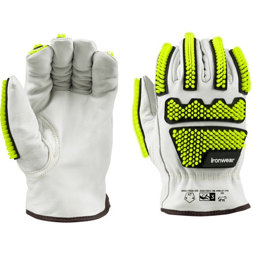 WHITE,COW GRAIN LEATHER,DRIVE GLOVE,CUT A7,TPR
