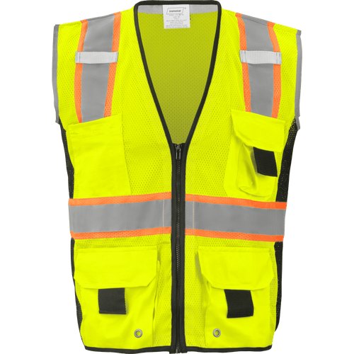 SAFETY VEST LIME CLASS 2 ANSI RADIO CLIP SM