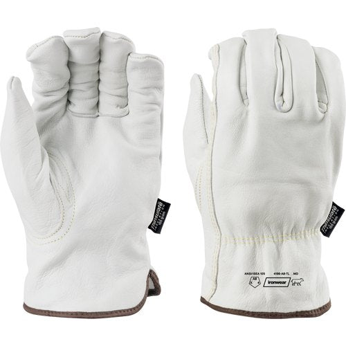 COW GRAIN LEATHER, DRIVER GLOVE, CUT A8, THINSULATE LINING, WHITE