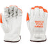 COW GRAIN LEATHER, DRIVER GLOVE, CUT A7, ORANGE FINGERTIPS, PRINTED WATCH YOUR HANDS