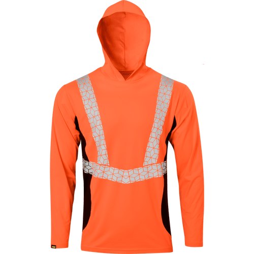 MENS ORANGE LONG SLEEVE HOODED TAPE INSERTS 3XL