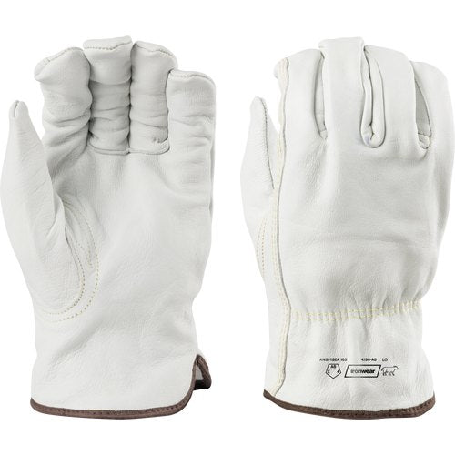 WHITE, COW GRAIN, DRIVER GLOVE, A8, CUT LINER, KEYSTONE THUMB