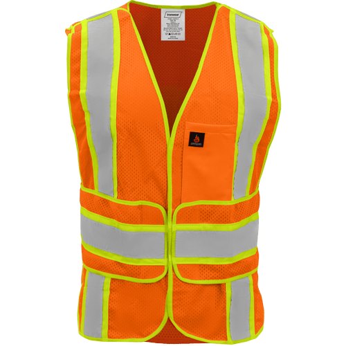 MESH VEST, ORANGE, CHEVRON, FR, CLASS 2 ANSI