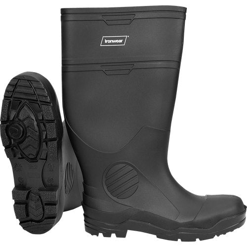 16 INCH PVC BOOT PLAIN TOE WORK SOLE BLACK SZ6