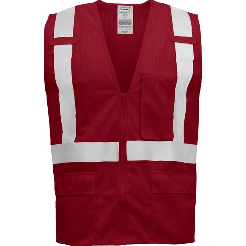 SAFETY VEST RED RADIO CLIP LG