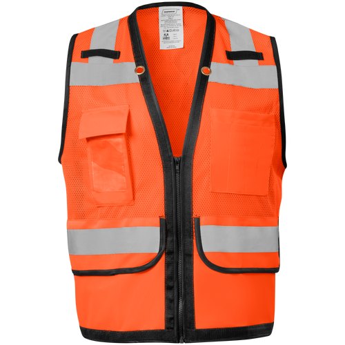 HI-VIS ORANGE, SAFETY VEST, X BACK REFLECTIVE TAPE PATTERN