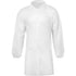WHITE, DISPOSABLE LAB COAT, ELASTIC CUFF, SINGLE COLLAR, 5 BUTTONS, NO POCKETS