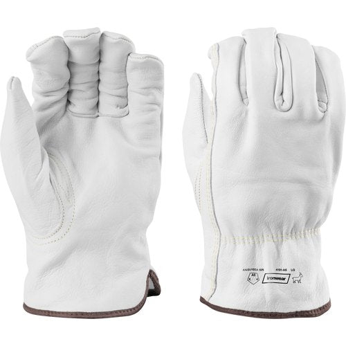 WHITE GOAT GRAIN DRIVER GLOVE A6 CUT LINER KEYSTONE THUMB XSM