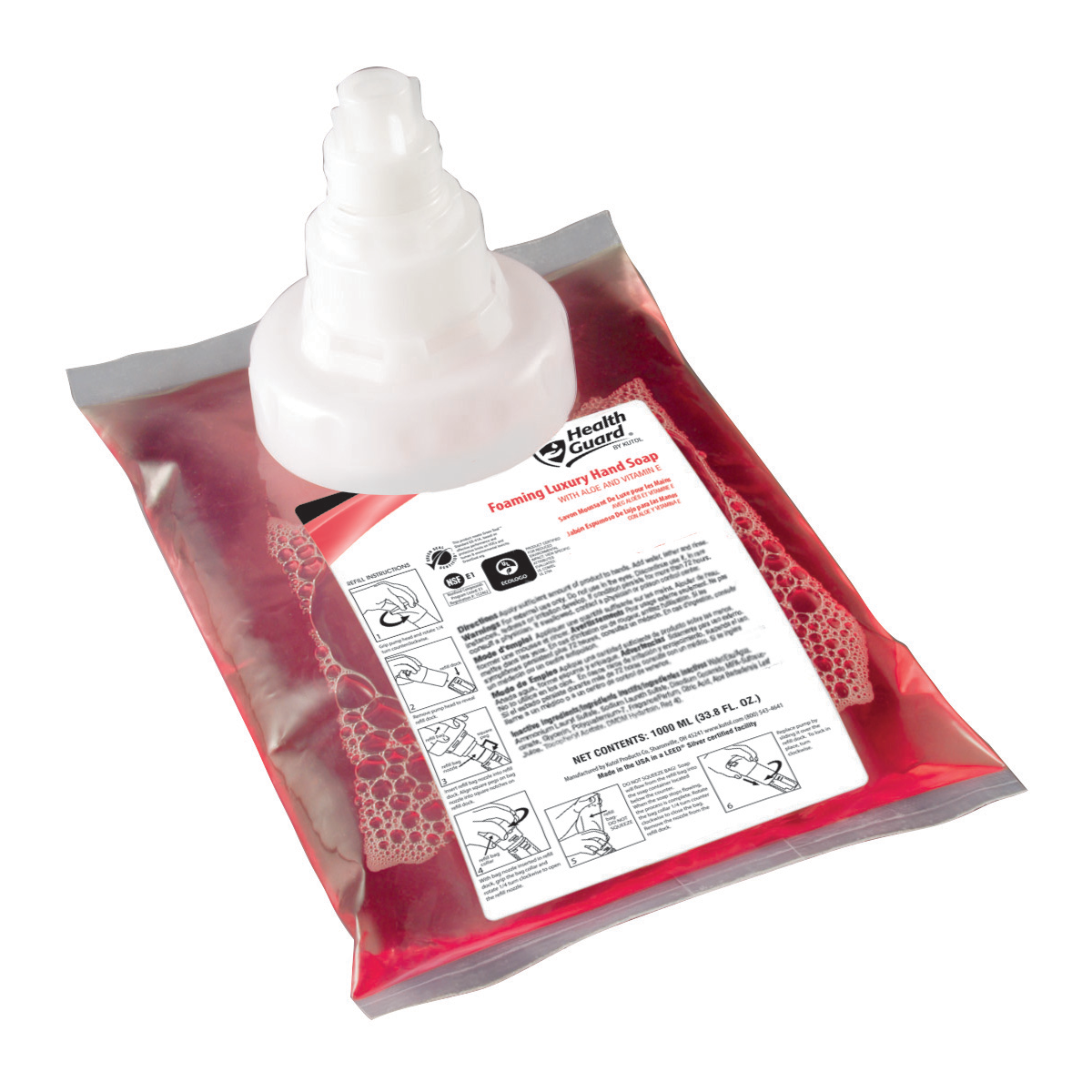 Kutol EZ Foam Luxury Hand Soap Pink w/ Tropical Fragrance 1000 ml 4 / cs — manufacturer product photo