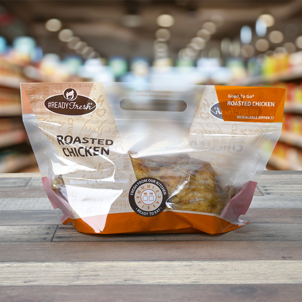 Elkay Plastics Rotisserie Chicken Pouch Bags 2.8 Mil, 12.75" x 9.75" + 6.5" 250 / cs. Manufacturer reference photo for the listed SKU. Contents and accessories pictured are not included unless stated. Packaging and presentation may vary.