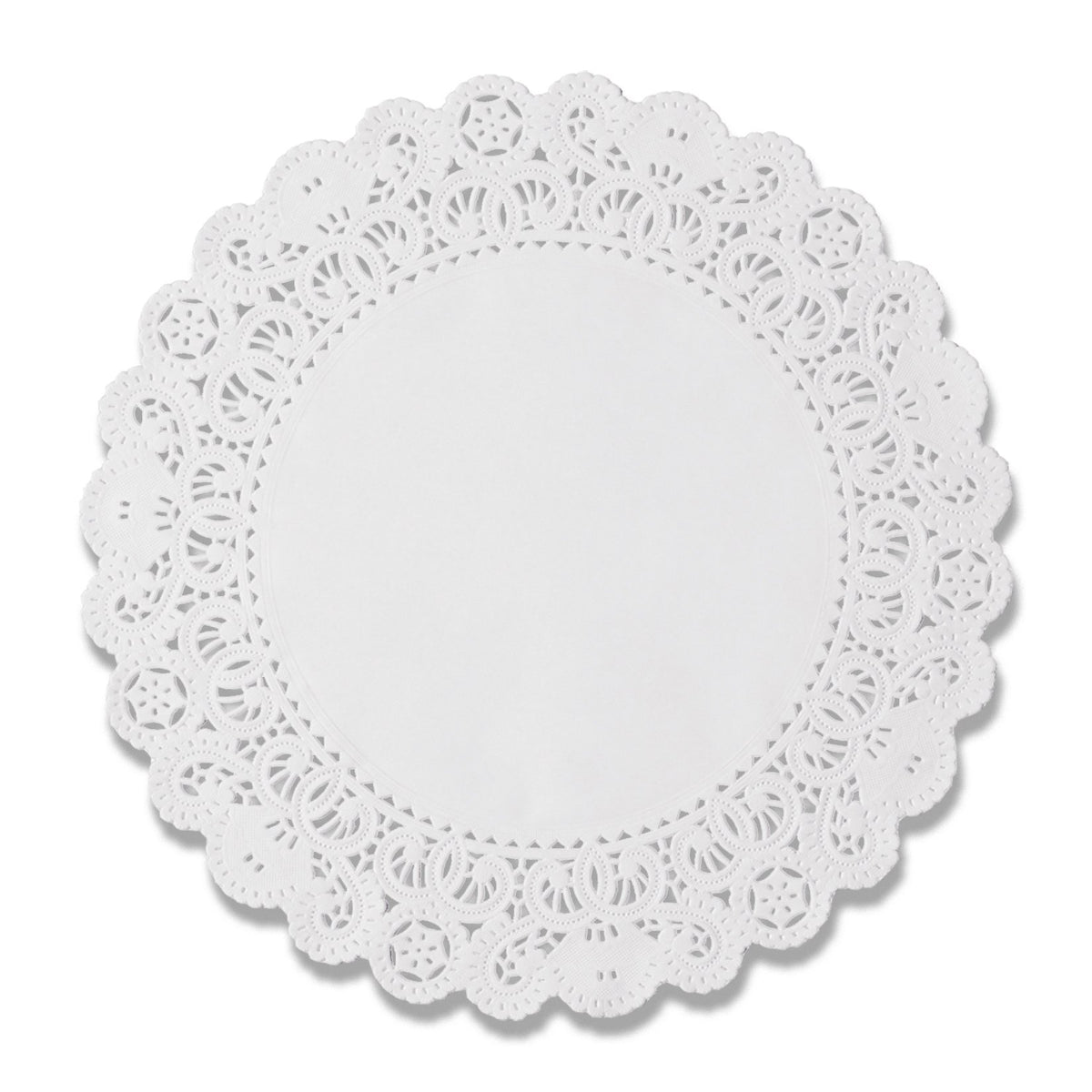 Lapaco manufacturer reference photograph of a white Normandy lace doilie. Pictured diameter, material presentation and pack quantity may vary; supplied specifications follow this listing.