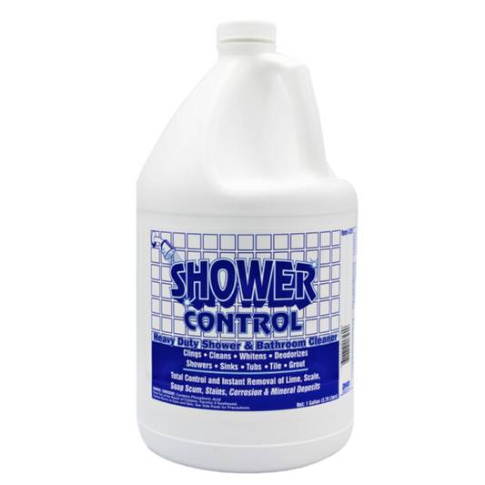 Reference image: Chemcor Shower Control Bathroom Cleaner 4/1gal. Same product type; formula, concentration, scent, size and pack quantity may differ. The title and listed specifications describe the item offered. Follow the actual product label for use and safety directions.