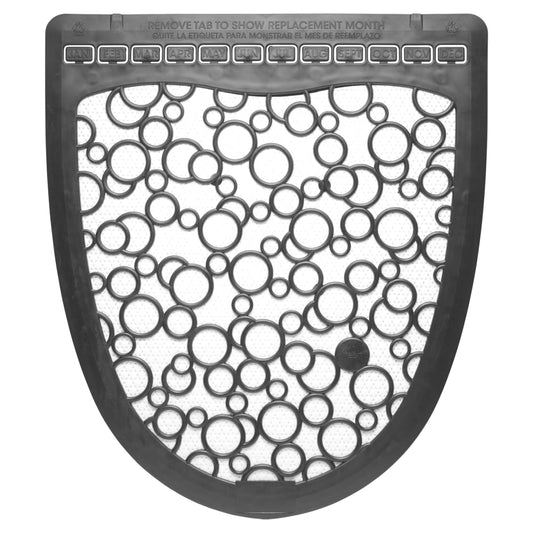 Manufacturer photo for FUM-F-000I006M-BLK: P-Shield Urinal Mat  (6 Pack). This listing is for Fresh Products P-Shield Urinal Mat Black / White 6 / cs. The photograph illustrates the item; the listing title specifies the sale quantity. Manufacturer case packaging or pictured quantity may differ. Dispensers, batteries, and accessories are included only when stated in this listing.