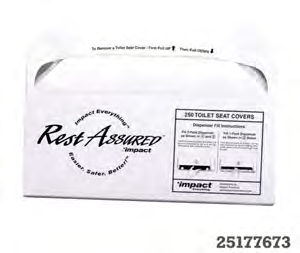 Manufacturer catalog photo for item 25177673, RestAssured 250 half-fold seat covers, extracted unchanged from Impact's 2021 full-line catalog. This listing is for the 20 x 250 case quantity shown in its title. Manufacturer packaging may vary.