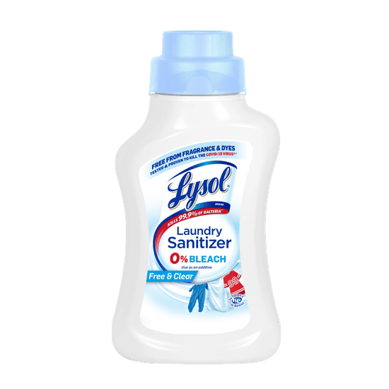 Reference image: LYSOL® Laundry Sanitizer Free & Clear 41 oz.. Size, scent, formula, packaging and case quantity may differ. The title and listed specifications describe the item offered; follow its label for use and safety.