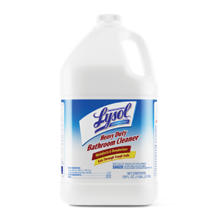Reference image: Professional Lysol Heavy Duty Bathroom Cleaner, gallon concentrate. Size, scent, formula, packaging and case quantity may differ. The title and listed specifications describe the item offered; follow its label for use and safety.
