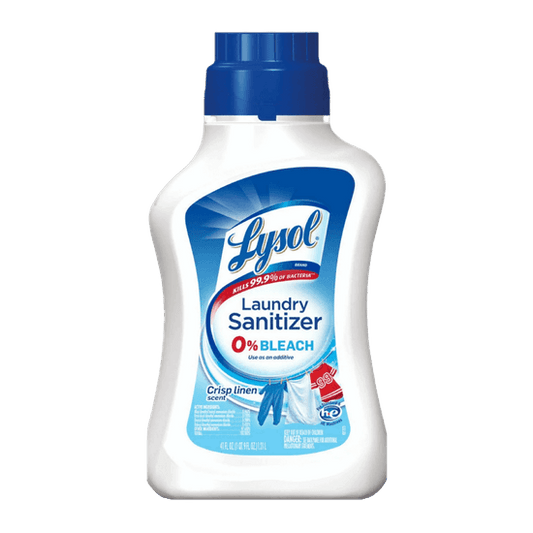 Reference image: LYSOL® Laundry Sanitizer Crisp Linen 41 oz.. Size, scent, formula, packaging and case quantity may differ. The title and listed specifications describe the item offered; follow its label for use and safety.
