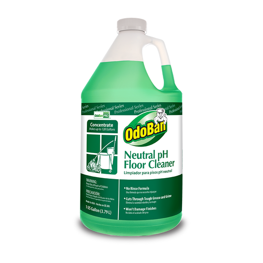 OdoBan No Rinse Neutral pH Floor Cleaner gallon manufacturer product photo. Packaging artwork may vary; quantity is specified in this listing. Follow the supplied product label for use instructions.
