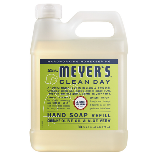 Manufacturer image for RJ-390058: SC Johnson Mrs. Meyer's Clean Day Hand Soap 33 oz. Refill Lemon Verbena 6 / cs. Packaging may vary; see product description.