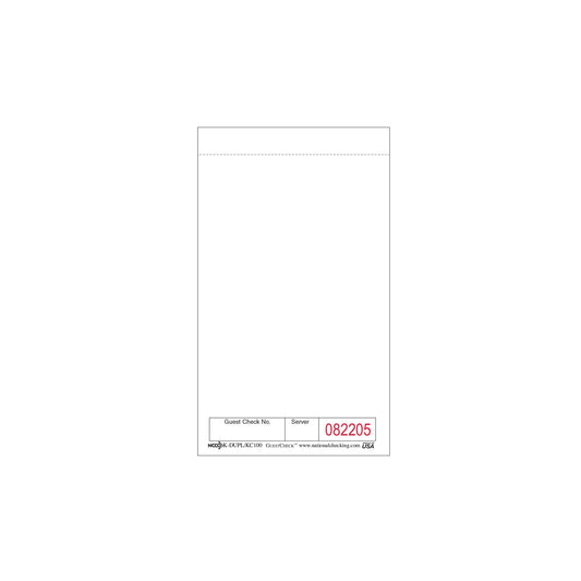 National Checking Single Copy Paper Guest Check 3.50" x 6" White Bulk Pack Small 50 / 100 cs — manufacturer photo