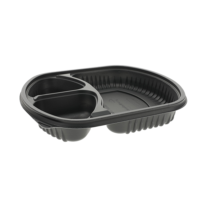 Novolex - Pactiv 30oz Large 3 Comp MFPP Black Tray Meal Master , 9.4" x 8" 252 / cs; official manufacturer photograph for 0CN846380000