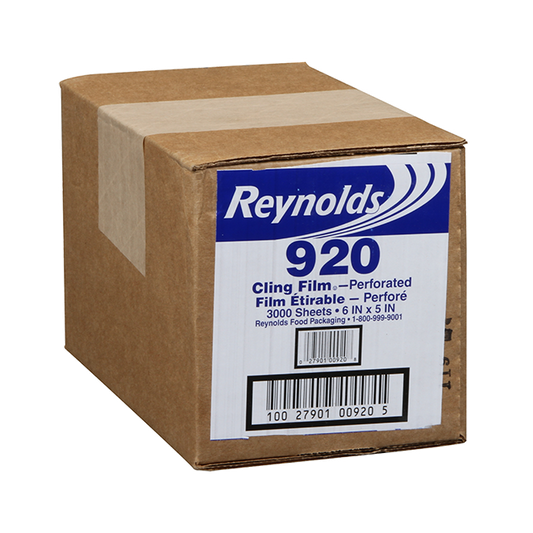 Novolex - Pactiv Reynolds Perforated Cling Wrap 6" x 5", 3000 Sheets 1 / rl; official manufacturer photograph for 920R