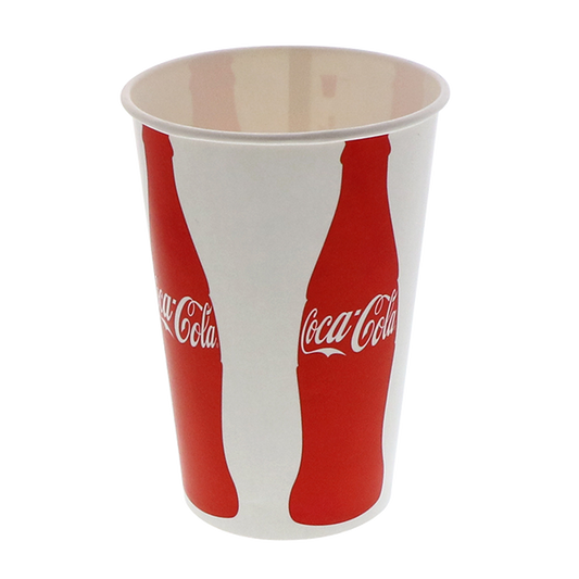 Novolex - Pactiv Paper Cold Cup "Coke Iconic" 16 oz 1200 / cs; official manufacturer photograph for D16CCCC