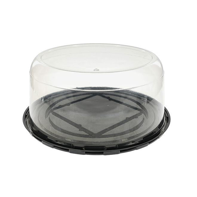 Novolex - Pactiv 10" Black Cake Base Fits 9" Cake 5" Tall Smooth Dome 50 / cs; official manufacturer photograph for Y11B50PD