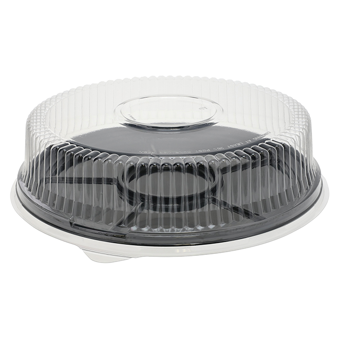 Novolex - Pactiv 6-Comp Platter w/ Dome Lid 16" Clear & Black, PET 22 / cs; official manufacturer photograph for Y16D375DLT