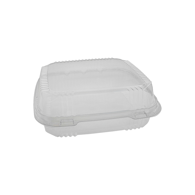 Novolex - Pactiv 8-13/64 x 8-11/32 x 2-29/32 Clear Hinged 1 Comp Container 200 / cs; official manufacturer photograph for YCI811200000