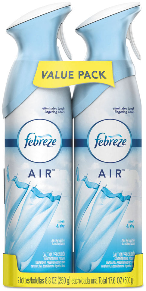 P&G Professional Febreze Air Freshener Spray 8.8 oz, 2 ct. Linen & Sky 6 / cs; Representative Febreze Air Freshener Spray product photo. Size, scent, packaging and pack quantity shown may differ; this listing's specifications apply.
