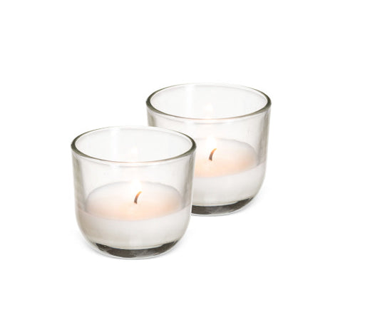 Pico Hospitality LeoLight 5 Hour Glass Filled White Tealight Candles 2" x 2" 48 / cs; Representative Pico Hospitality supplier photo of the same product type. Model, size, color, burn time, accessories and pack quantity shown may differ; this listing's specifications apply.