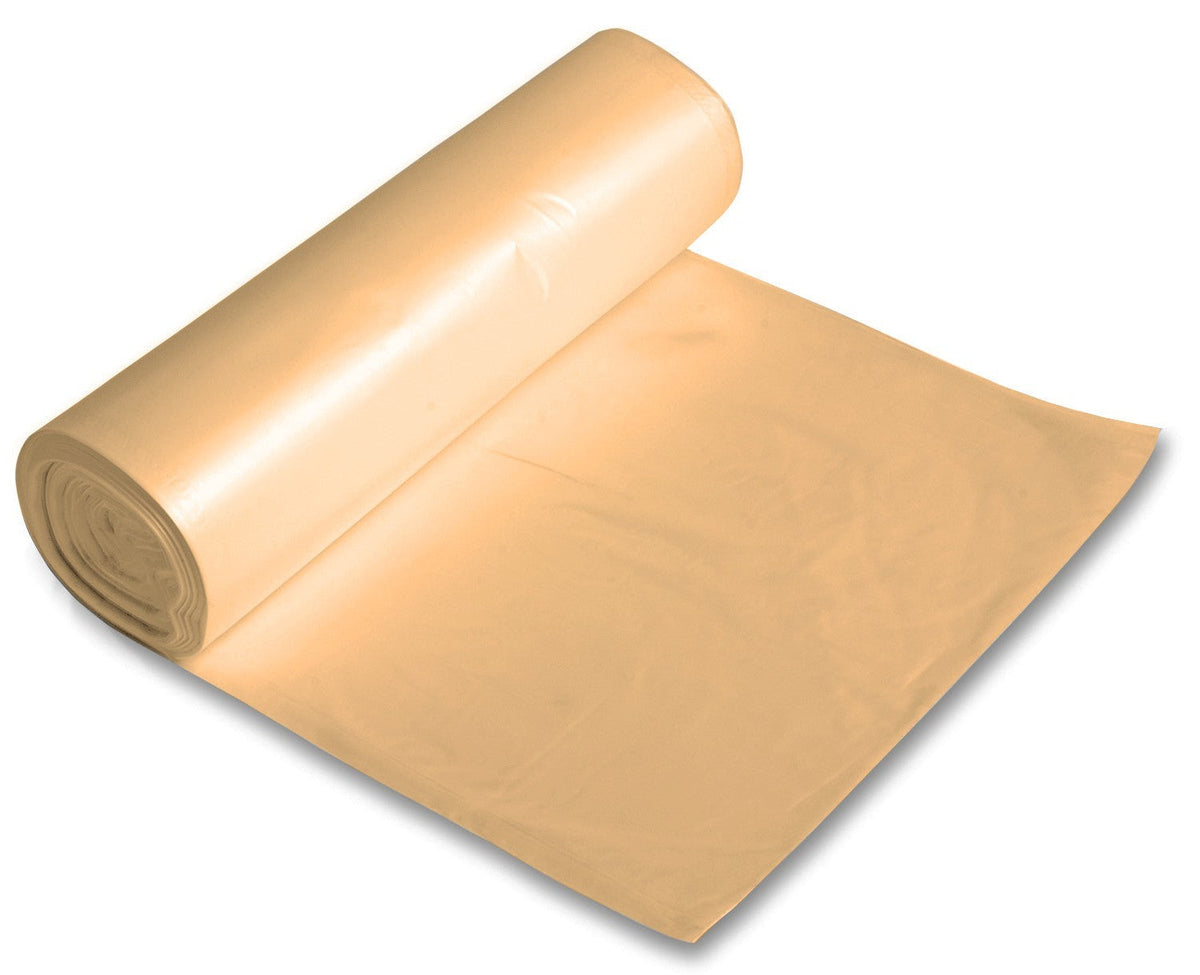 Pitt Plastics Buff Garbage Bag 26 x 43 - 30 Gallon Capacity 10 / 10 cs — Manufacturer Buff Bag product-family reference photo. The image illustrates bag appearance; dimensions, thickness and case quantity are specified in this listing. Contents and receptacles shown are not included.