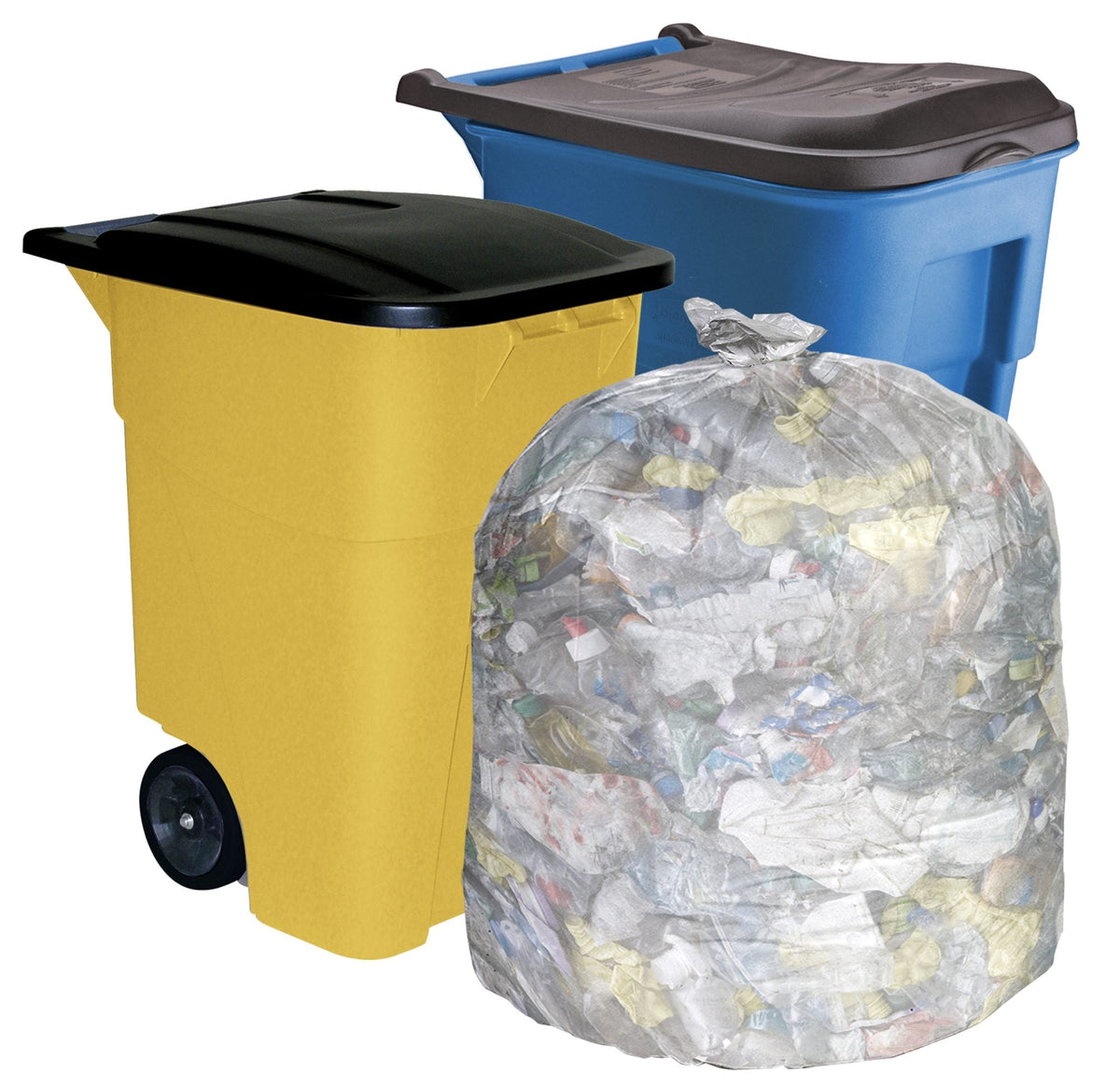 Pitt Plastics 35x28x70 2 Mil Clear Liner For 95 Gallon Curb Side Receptacle 50 / cs — Manufacturer Curbside Receptacles product-family reference photo. The image illustrates bag appearance; dimensions, thickness and case quantity are specified in this listing. Contents and receptacles shown are not included.